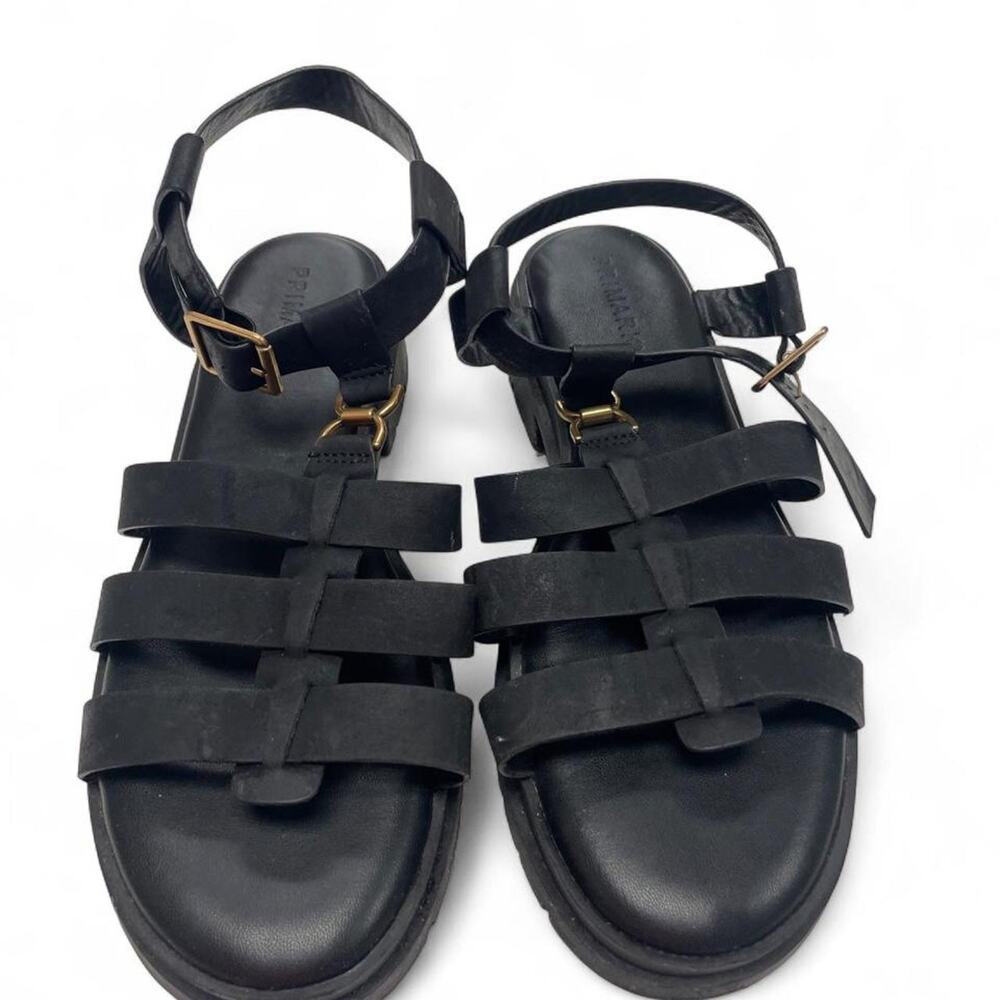 Black leather sandals